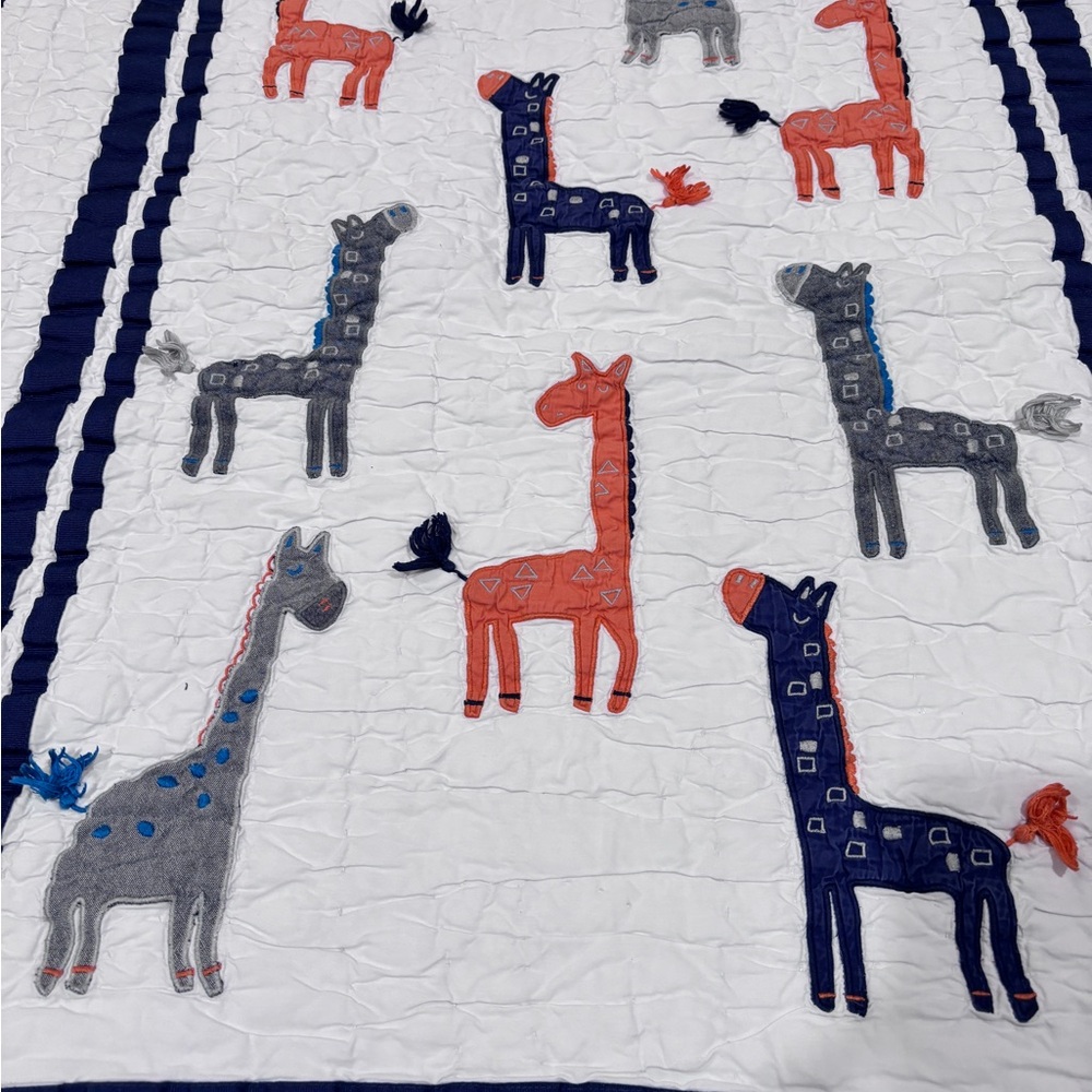 Pottery Barn Kids "Harper Giraffe" Baby Infant Crib Quilt Blanket Safari - Picture 2 of 4